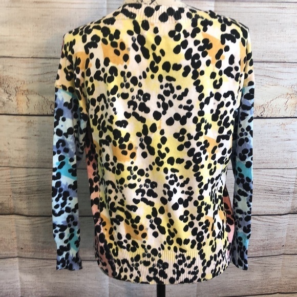 Central Park West Leopard Sweater Crewneck Colorful NWT Ribbed - Picture 4 of 10